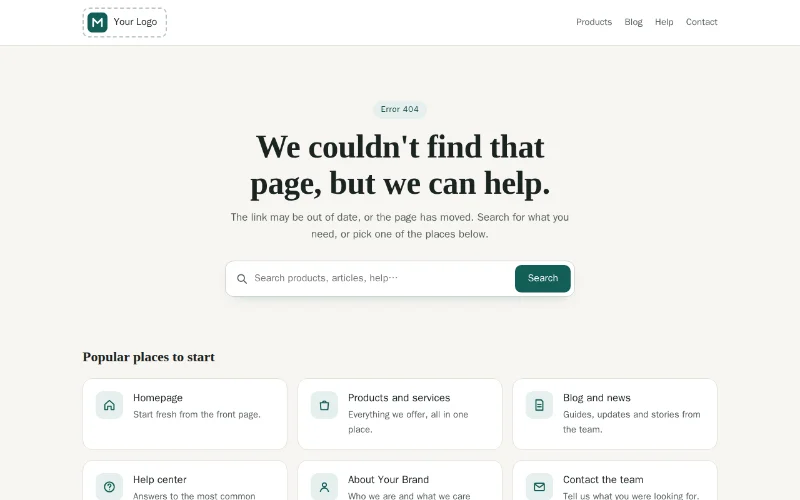 Screenshot of the Helpful Directory 404 template