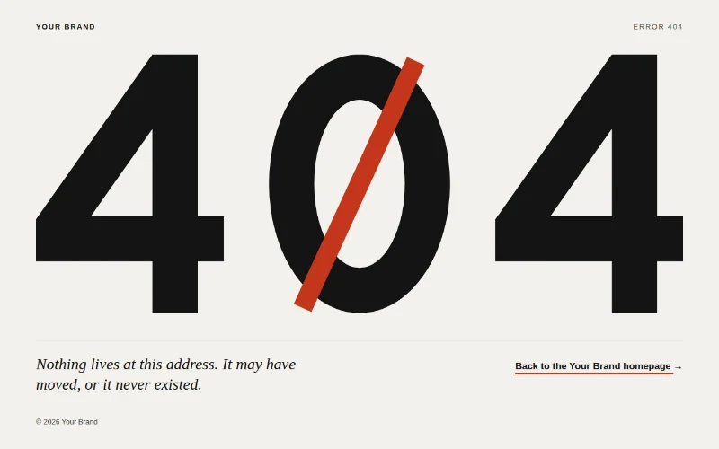 Screenshot of the Oversized Type 404 template