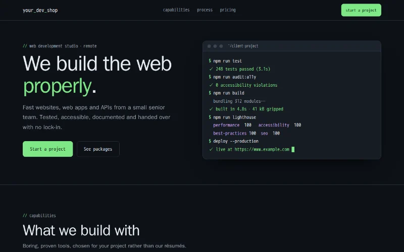 Screenshot of the Null Pointer template