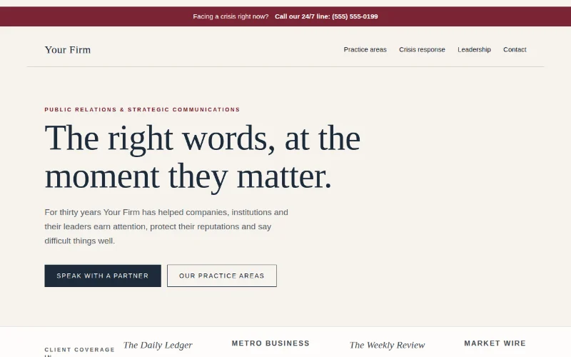 Screenshot of the Quiet Counsel template