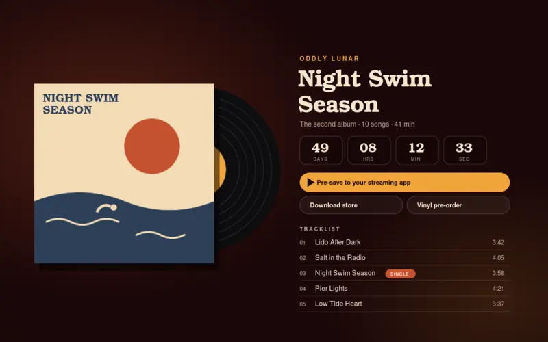 Screenshot of the Album Drop template