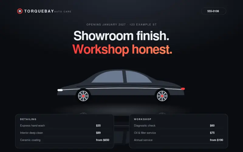 Screenshot of the Auto Detail template