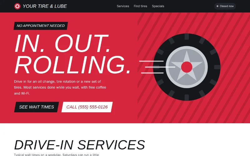 Screenshot of the Pit Stop template