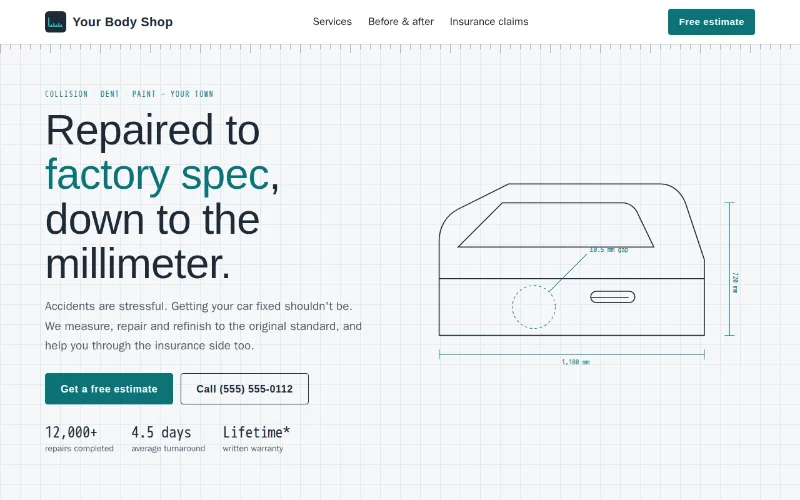 Screenshot of the True Line template
