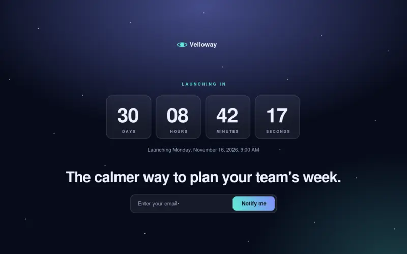 Screenshot of the Countdown Launch template