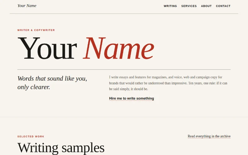 Screenshot of the Plain Words template