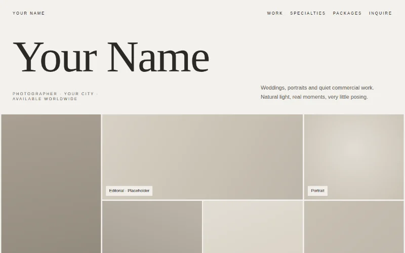 Screenshot of the Still Frame template
