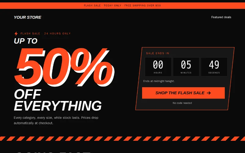 Screenshot of the Flash Sale template