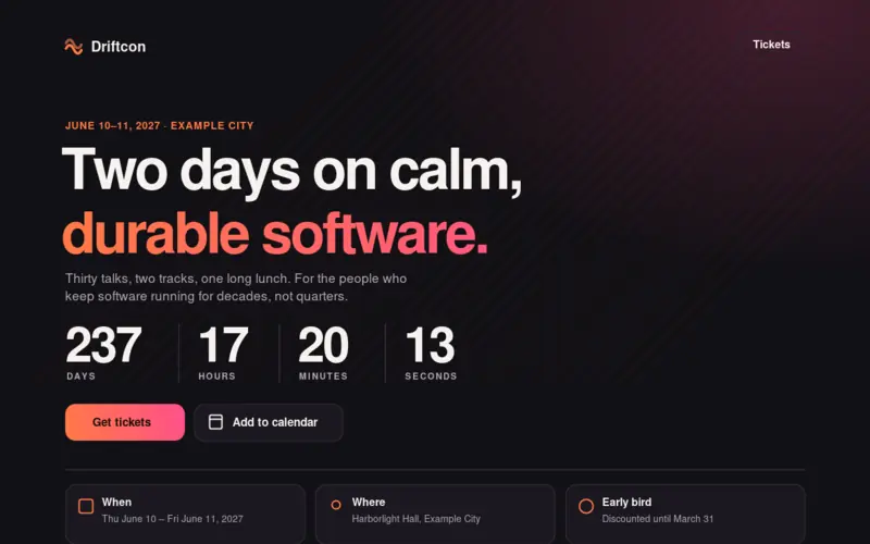 Screenshot of the Event Countdown template