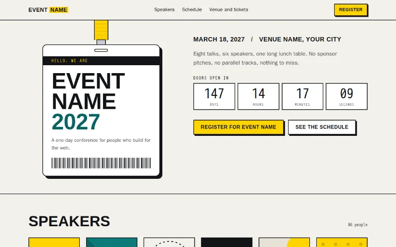 Screenshot of the Lanyard Conf template