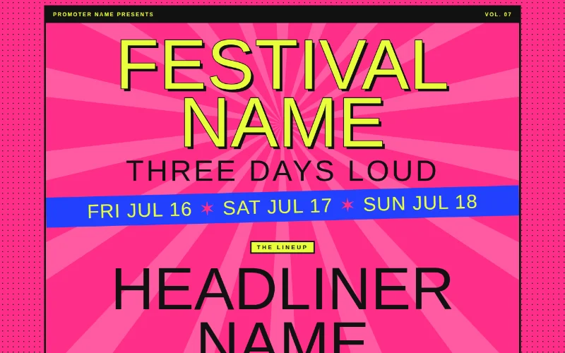 Screenshot of the Loud Lineup template