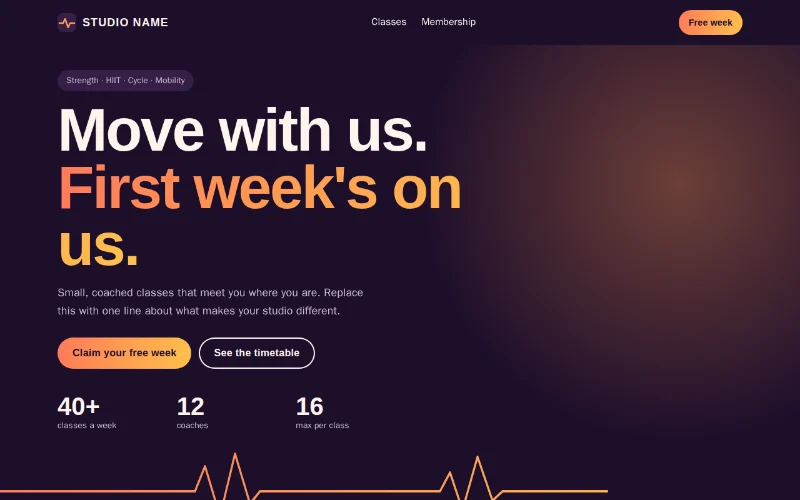 Screenshot of the Pulse Studio template