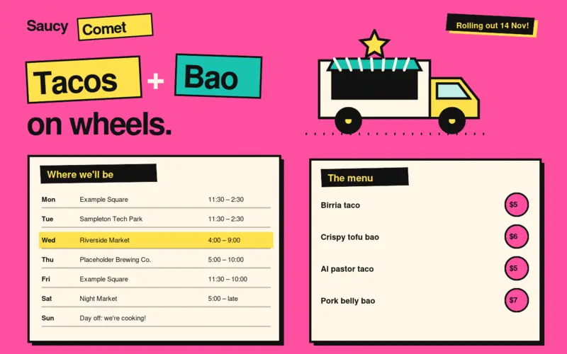 Screenshot of the Food Truck template