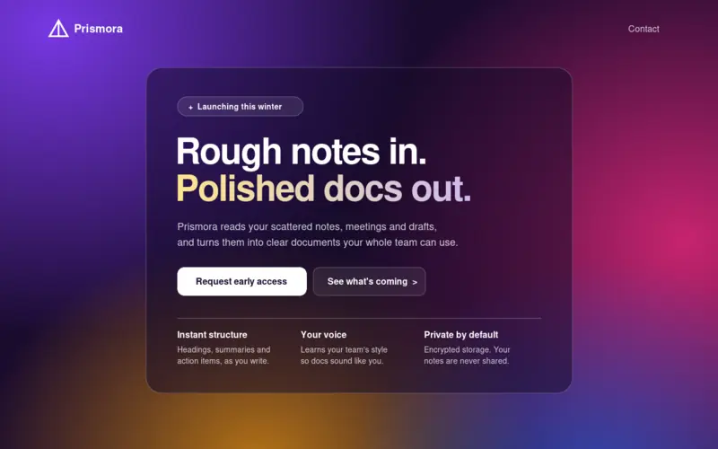 Screenshot of the Gradient Launch template