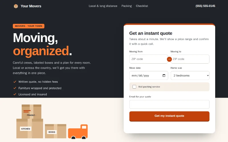 Screenshot of the Box Move template