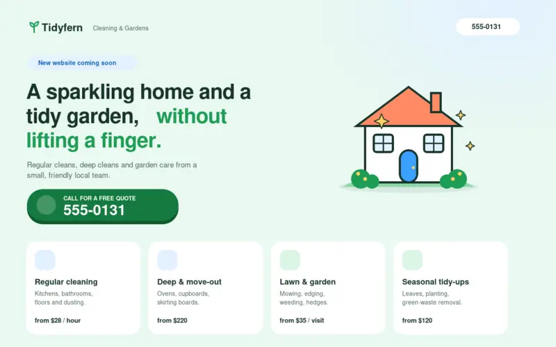 Screenshot of the Home Care template