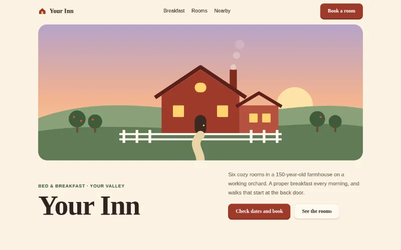 Screenshot of the Hearth Inn template