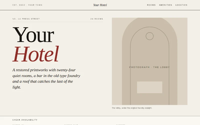 Screenshot of the Hotel Folio template