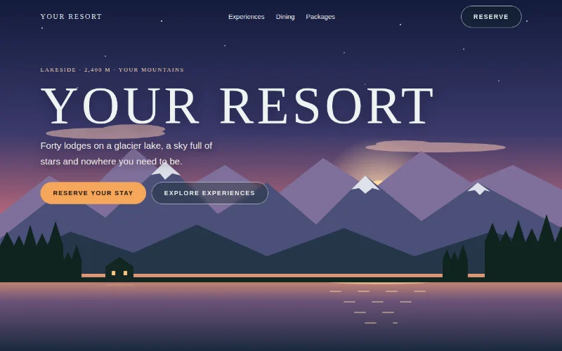 Screenshot of the Ridge Resort template