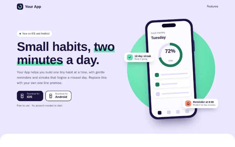 Screenshot of the Pocket App template
