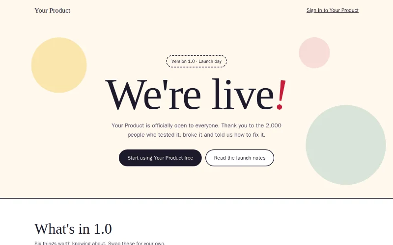 Screenshot of the Ribbon Live template