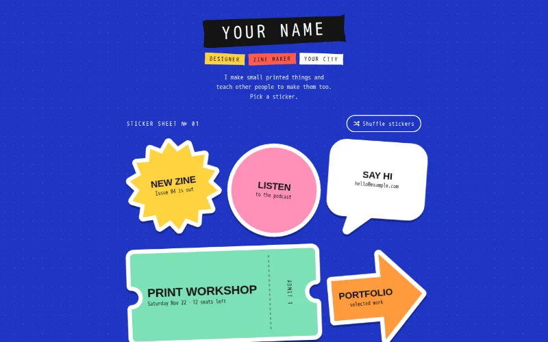 Screenshot of the Sticker Sheet template