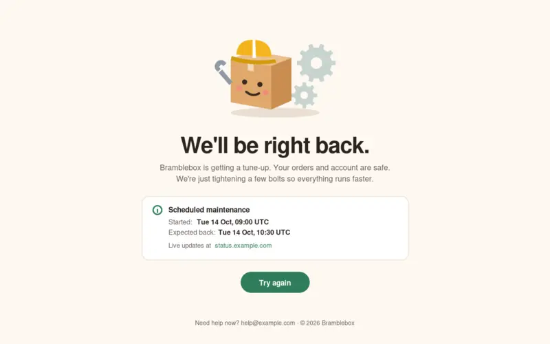 Screenshot of the Friendly Maintenance template