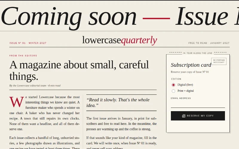 Screenshot of the Marquee Editorial template