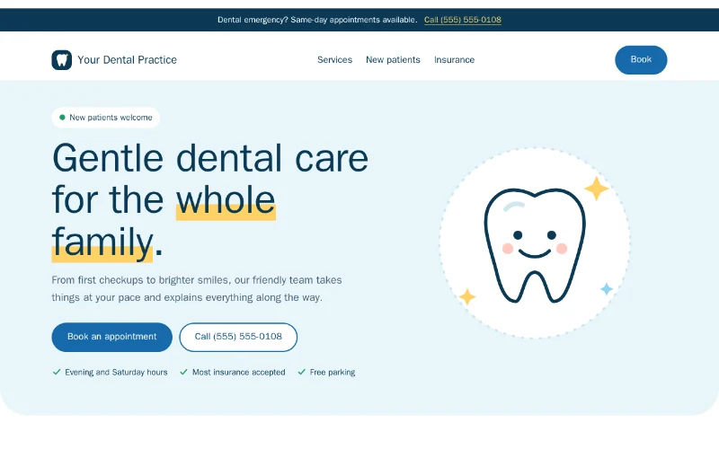 Screenshot of the Bright Smile template
