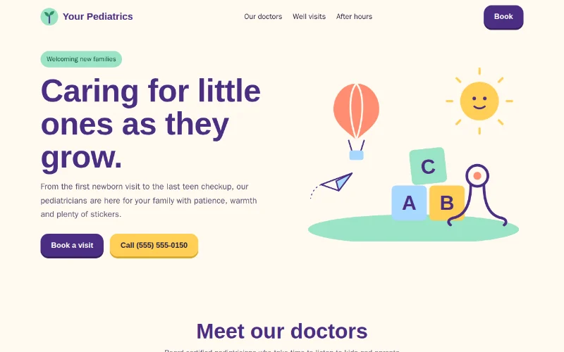 Screenshot of the Little Sprouts template