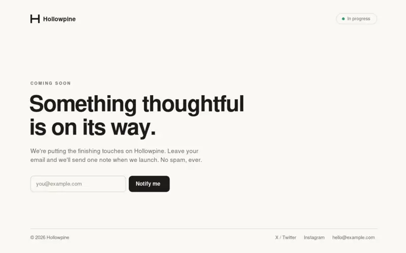 Screenshot of the Minimal Coming Soon template