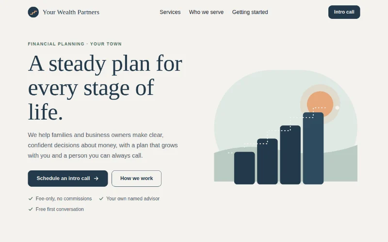 Screenshot of the Steady Wealth template