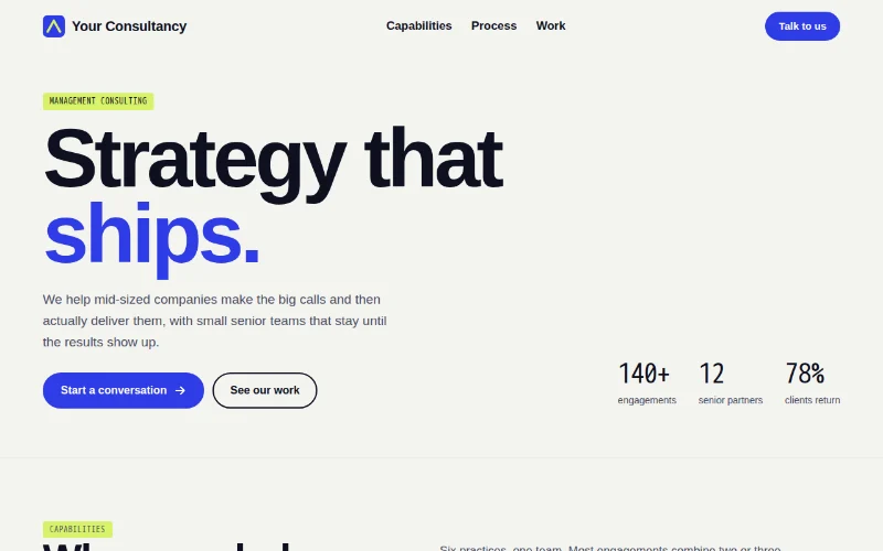 Screenshot of the Vector Consulting template