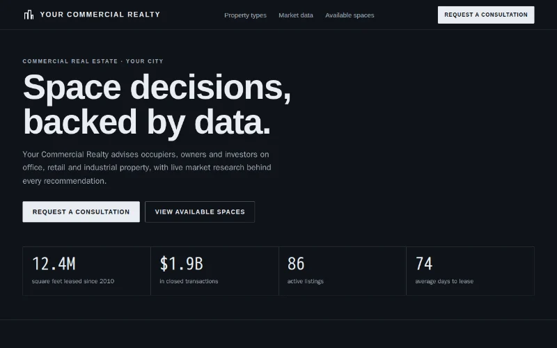 Screenshot of the Metro Commercial template