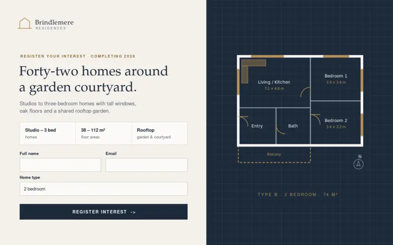 Screenshot of the Residences template