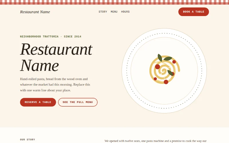 Screenshot of the Sunday Table template