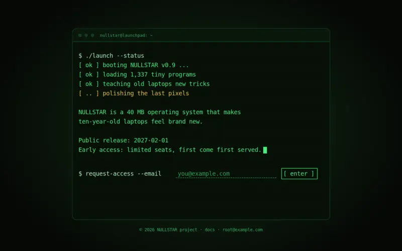 Screenshot of the Retro Terminal template