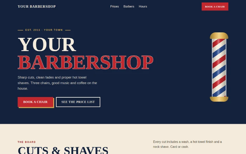 Screenshot of the Barber Pole template