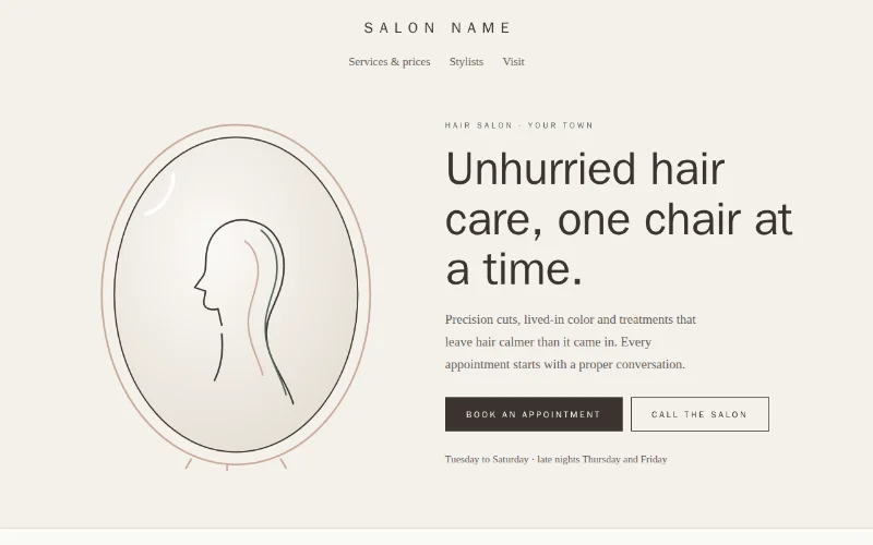 Screenshot of the Quiet Hour template