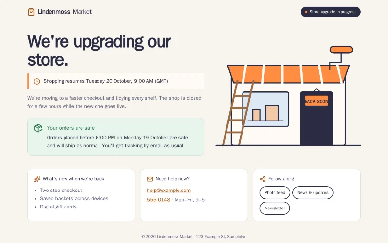 Screenshot of the Store Upgrade template
