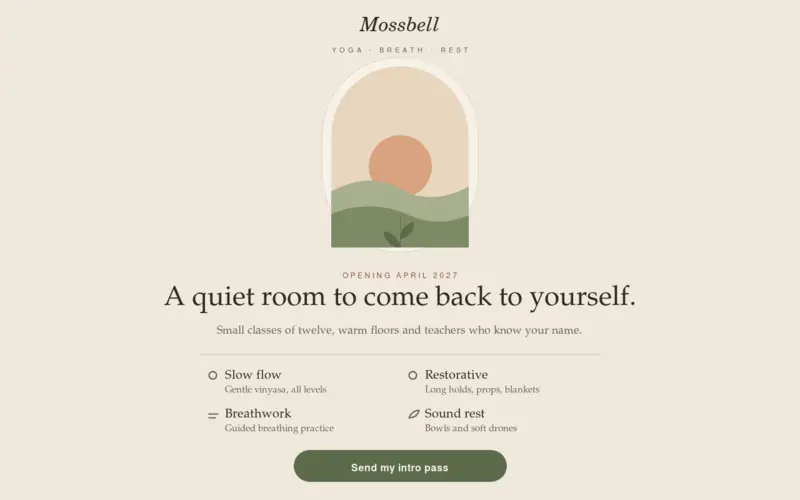 Screenshot of the Studio Calm template