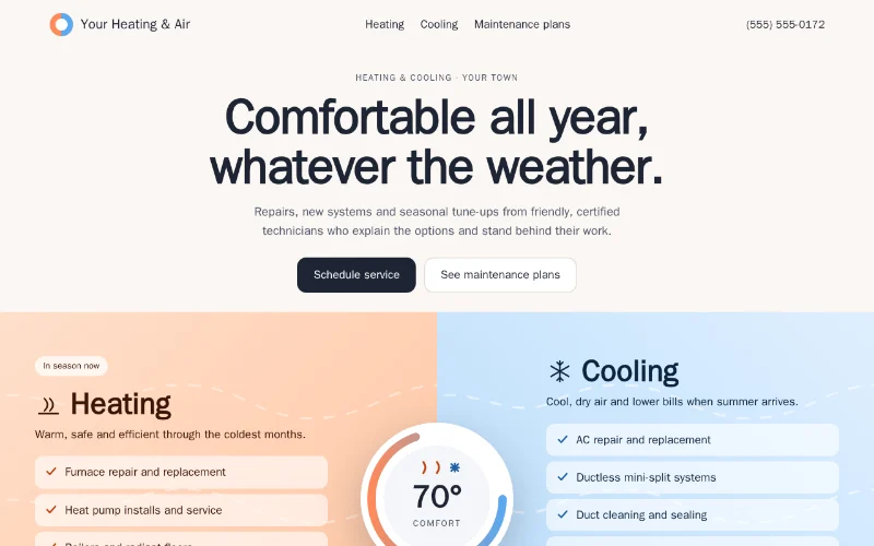 Screenshot of the Comfort Air template